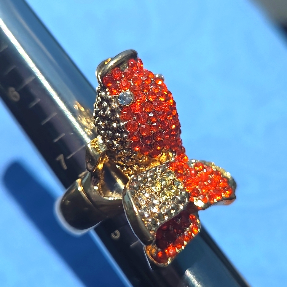 Koi Goldfish Rhinestone Stretch Fashion Cocktail Ring 19$